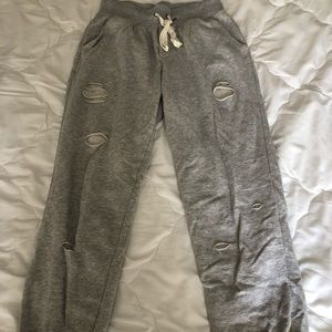 AERIE GRAY JOGGERS WITH HOLES